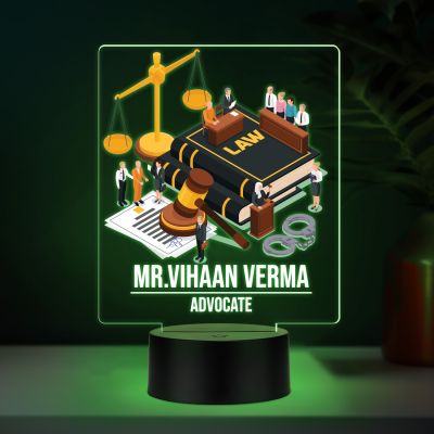 Personalized Advocate LED Night Lamp with Automatic Color Changing Light Law Theme Acrylic Light for Lawyer Office Desk Decor & Gift for Advocate & Lawyer